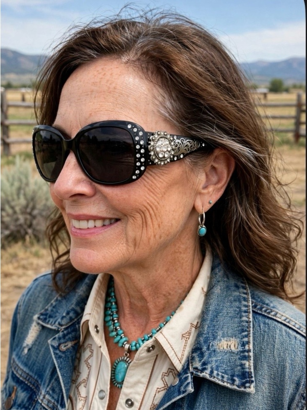 Montana West Black Southwest bedazzled Sunglasses with Stud Accent